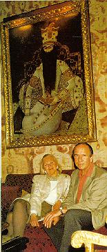 Prince Sadruddin & Princess Alia at their chateau in Bellerive - Portrait of the Emperor of Persia, Fateh Ali Shah
